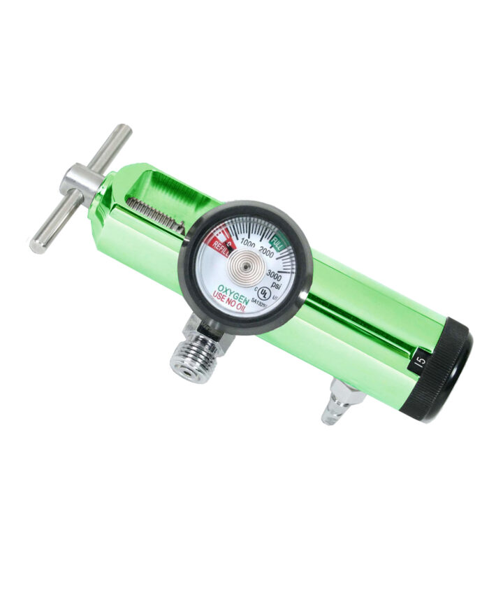 Aluminum Oxygen Regulator - 0-15 LPM (1 DISS / 1 Barb)