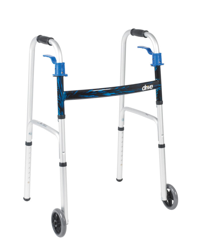 Deluxe, Trigger Release Folding Walker with 5” Wheels