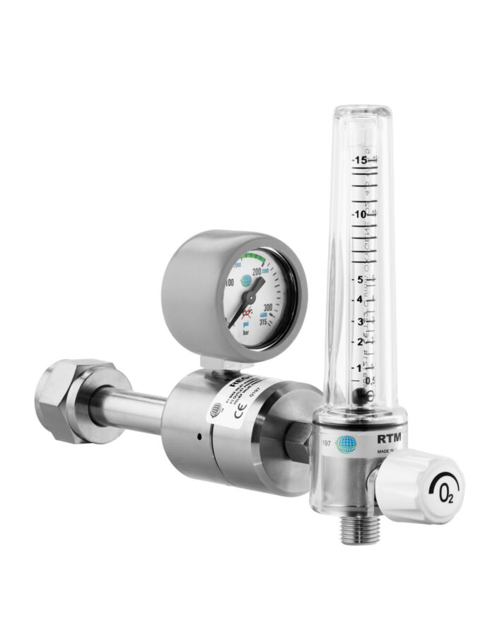 Oxygen flow meter / plug-in type / with pressure regulator / variable-area